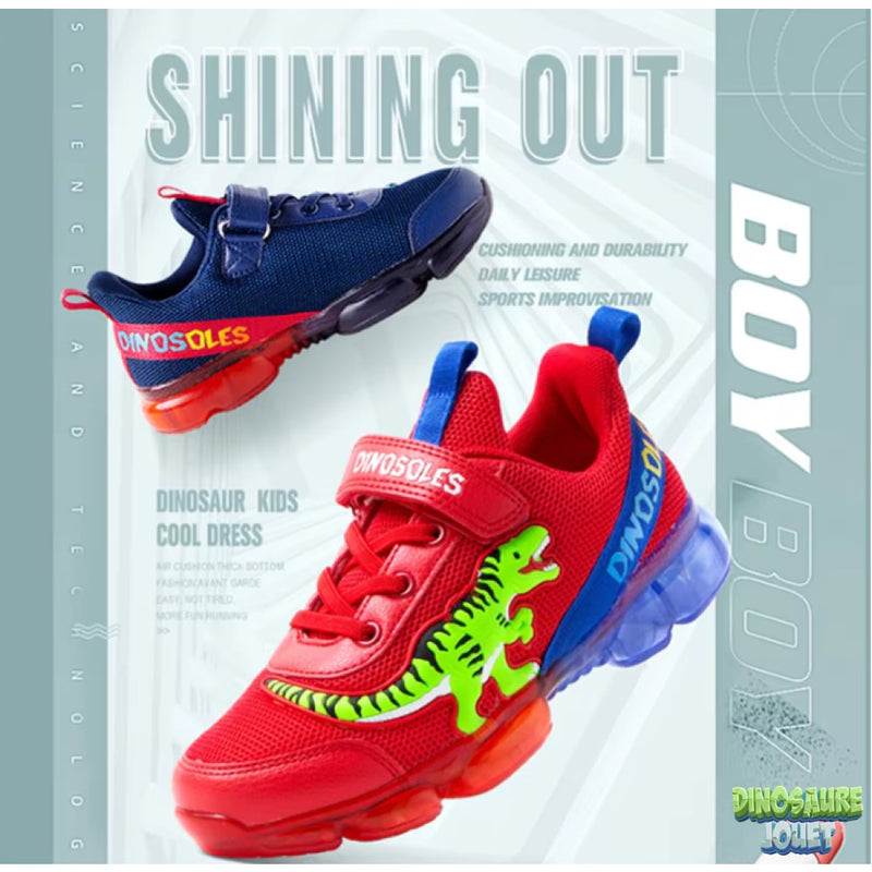 Basket dinosaure lumineuse rouge