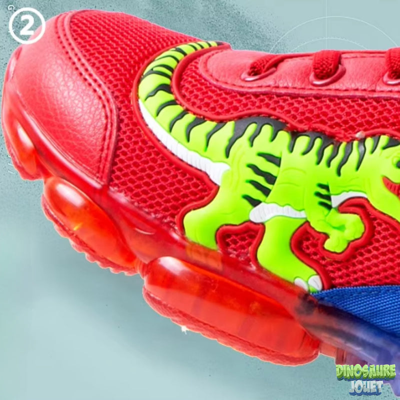Basket dinosaure lumineuse rouge