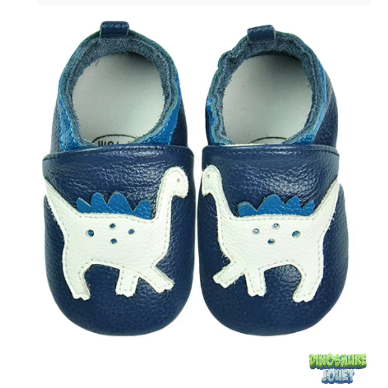 Chausson bébé cuir souple Dinosaure