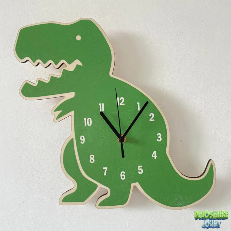 Horloge en bois dinosaure