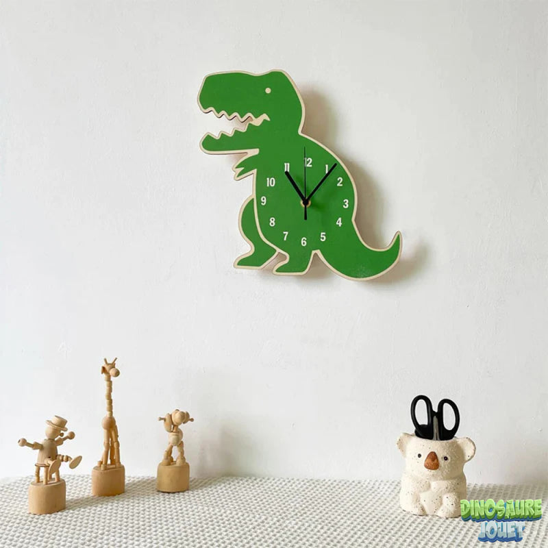 Horloge en bois dinosaure