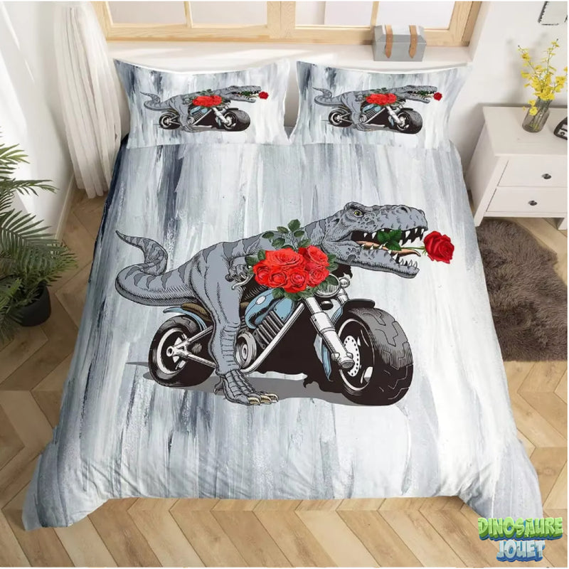 Parure de lit Dinosaure grise