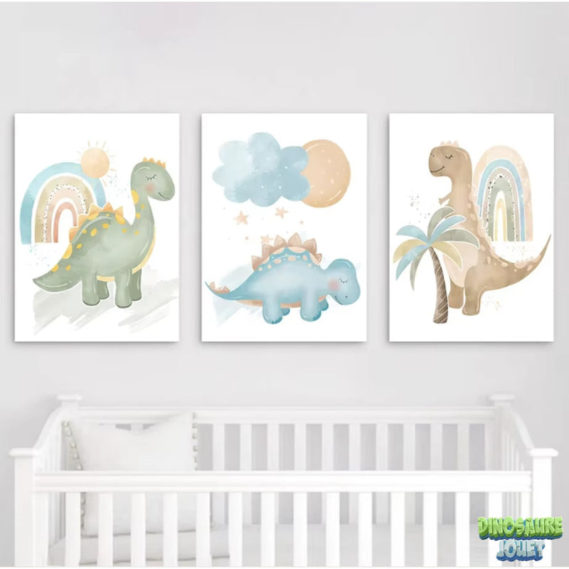 Poster arc en ciel Dinosaure