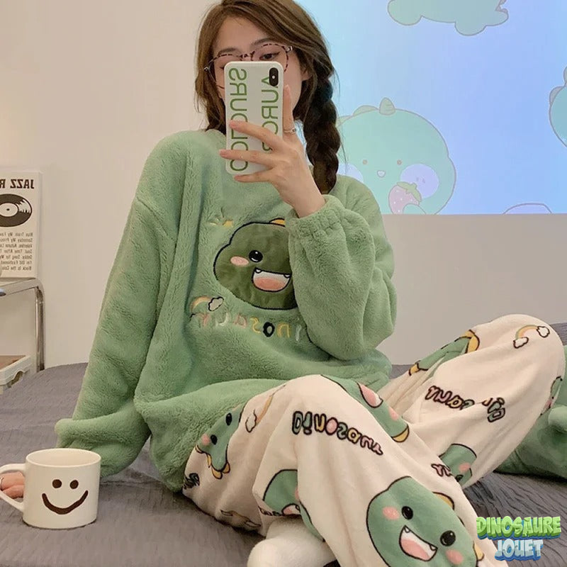 Pyjamas pilou pilou dinosaure femme