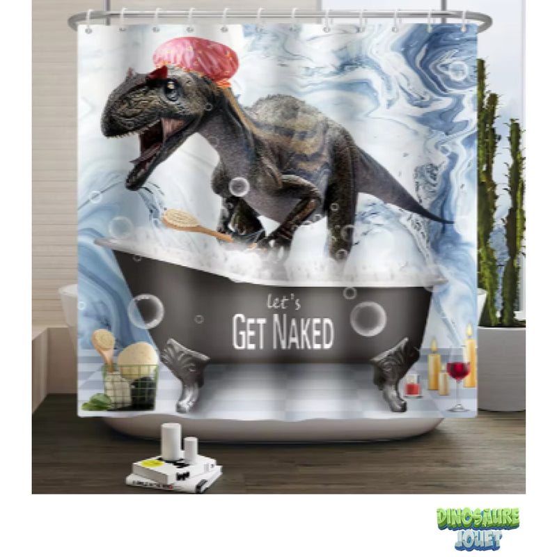 Rideau de douche blanc dinosaure