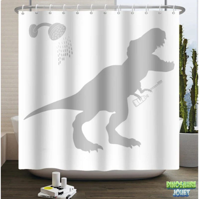 Rideau de douche dinosaure blanc