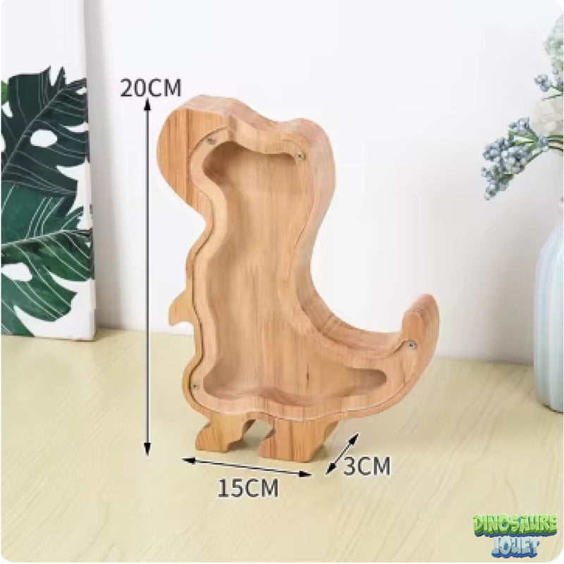 Tirelire Dinosaure en bois T-rex