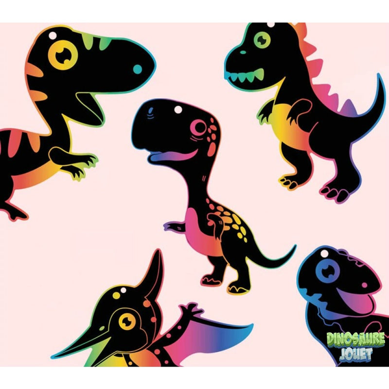 Carte à gratter noire et blanc Dinosaure