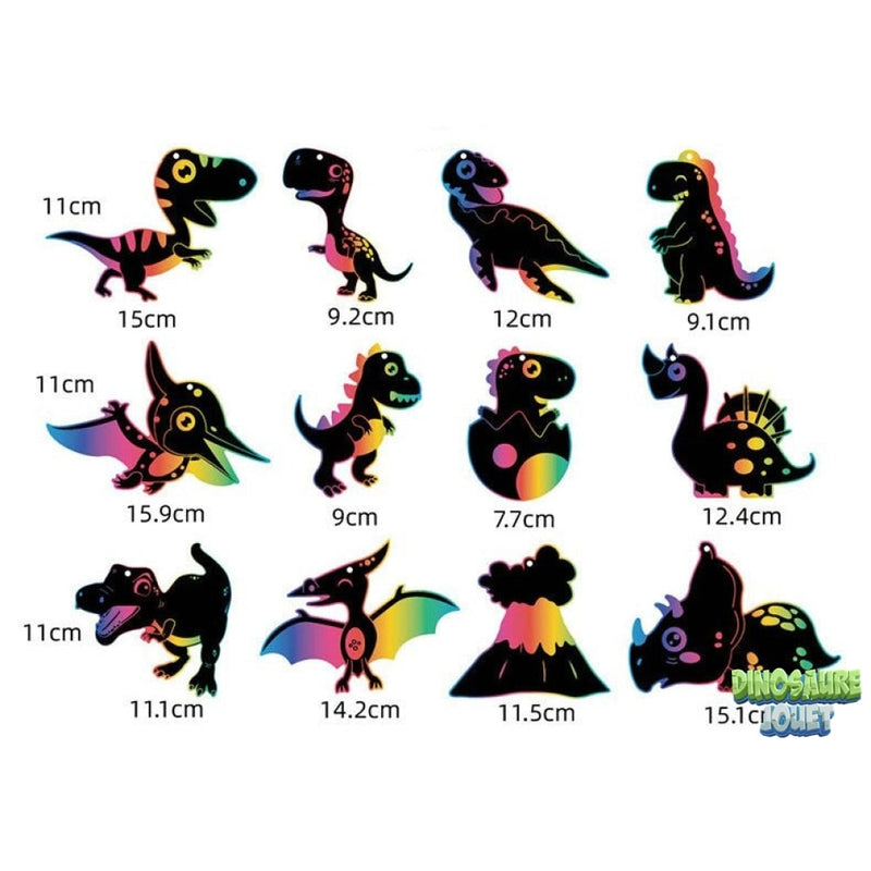 Carte à gratter noire et blanc Dinosaure