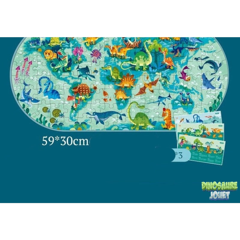 Carte du monde avec Dinosaure