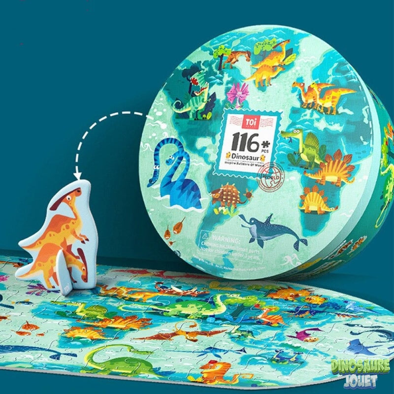 Carte du monde avec Dinosaure