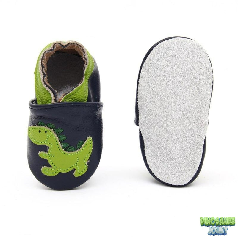 Chausson bébé cuir souple Dinosaure