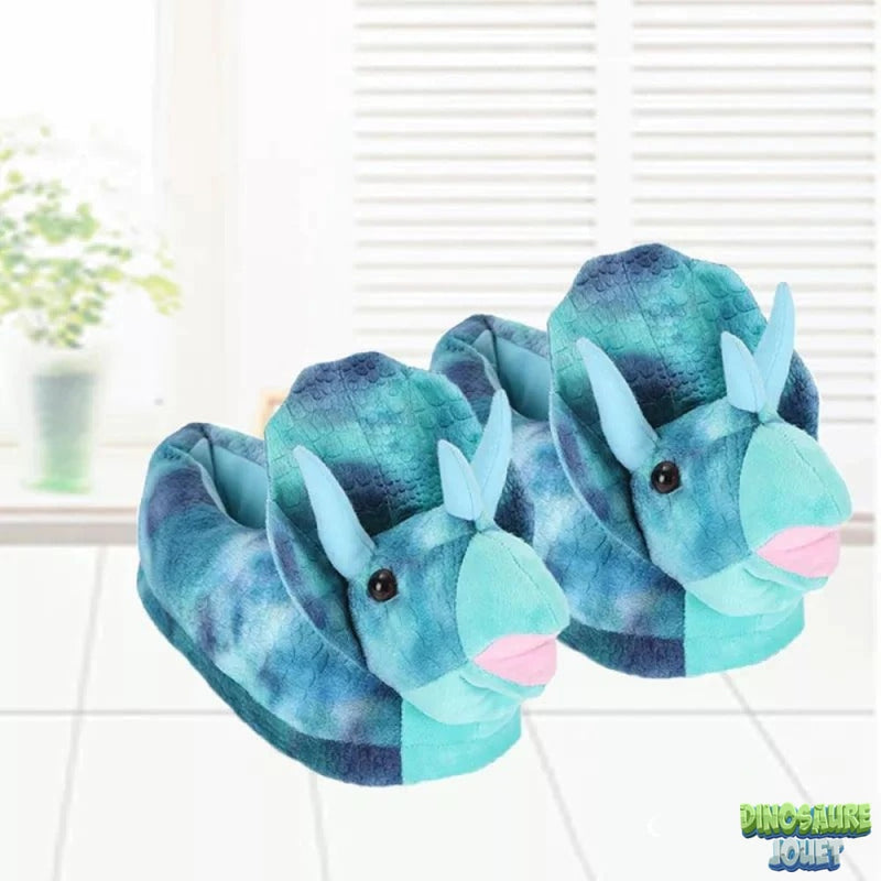 Chausson tricératops bleu