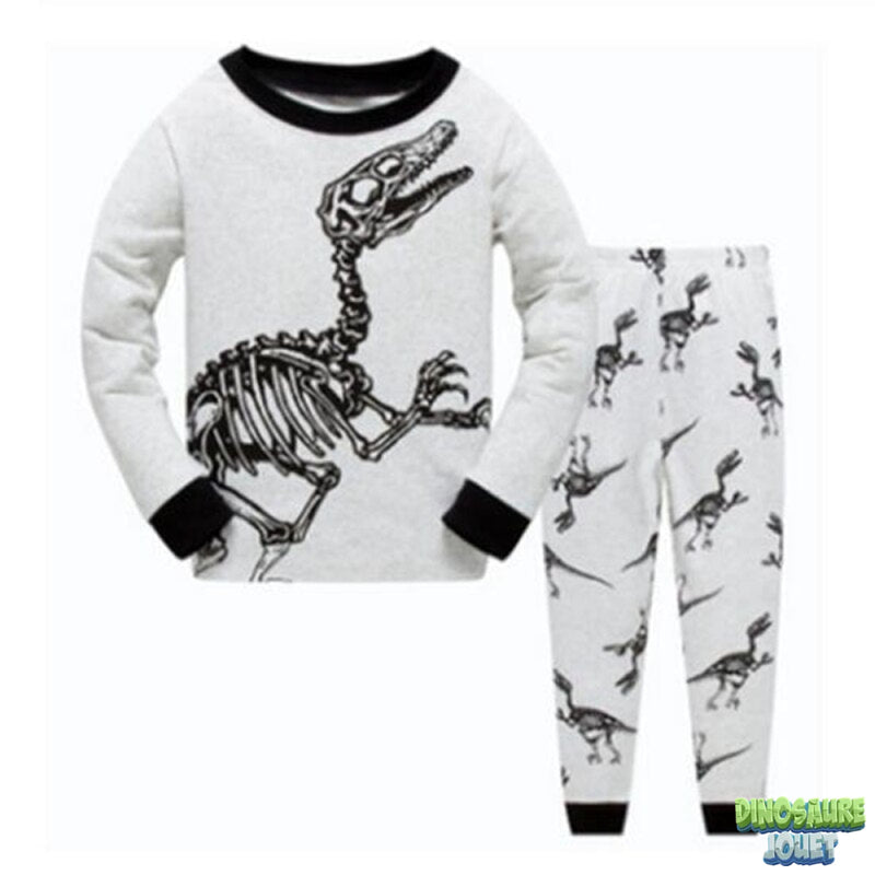 Dinosaure pyjama coton blanc et noir