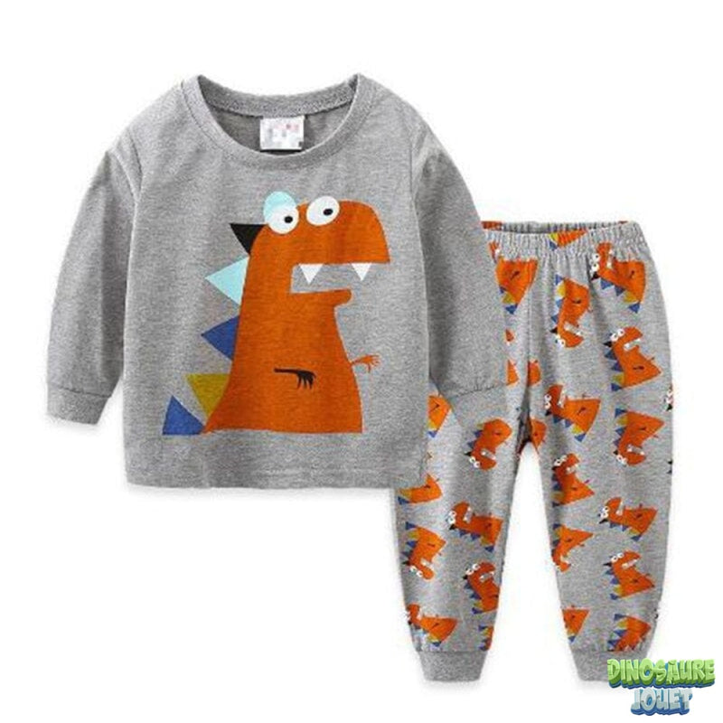 Dinosaure pyjama coton gris