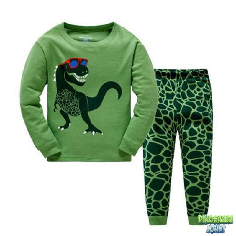 Dinosaure pyjama coton vert