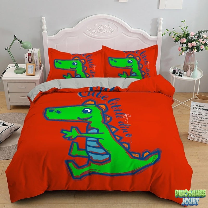 Ensemble housse de couette Dinosaure rouge