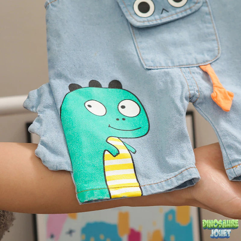 Ensemble short bretelle garçon Dinosaure