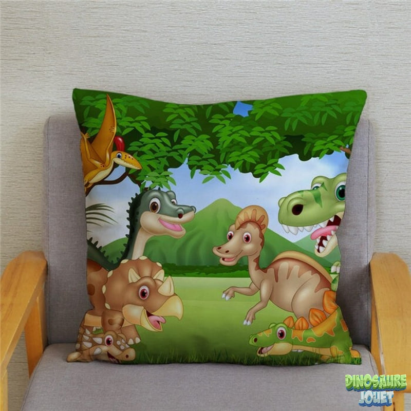 Housse de coussin colorée Dinosaure