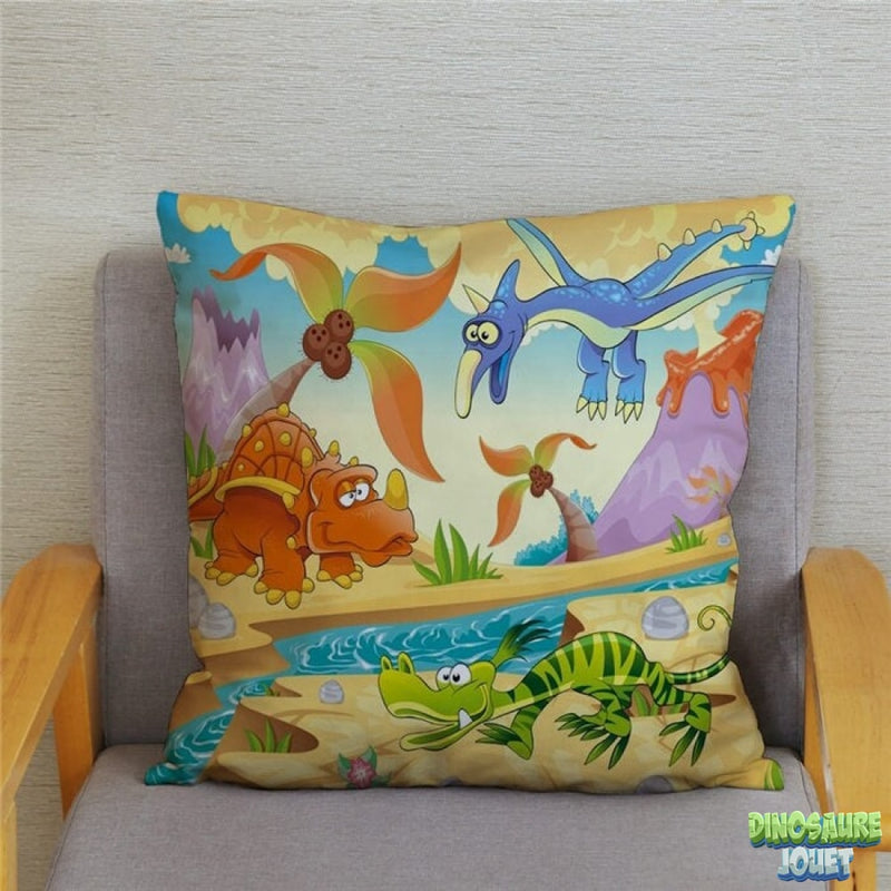 Housse de coussin colorée Dinosaure