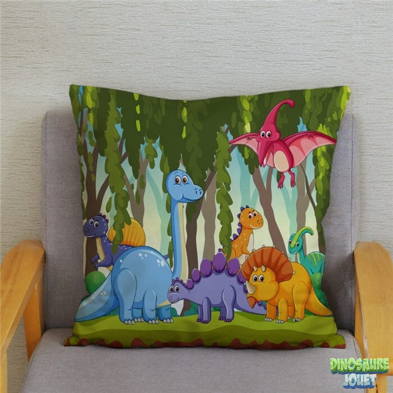 Housse de coussin colorée Dinosaure