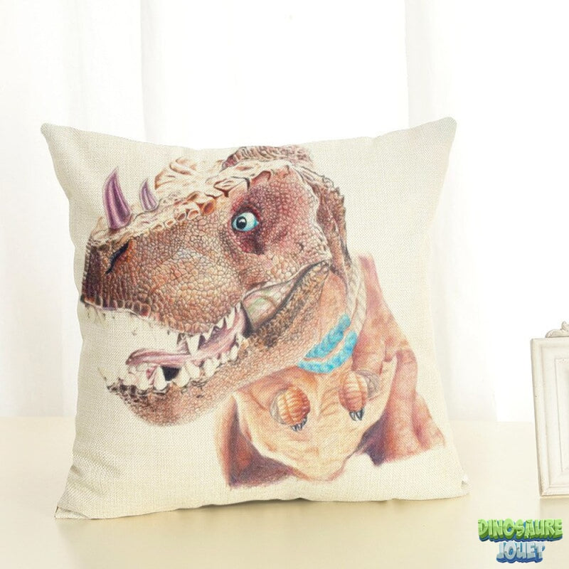 Housse de coussin en lin T-rex