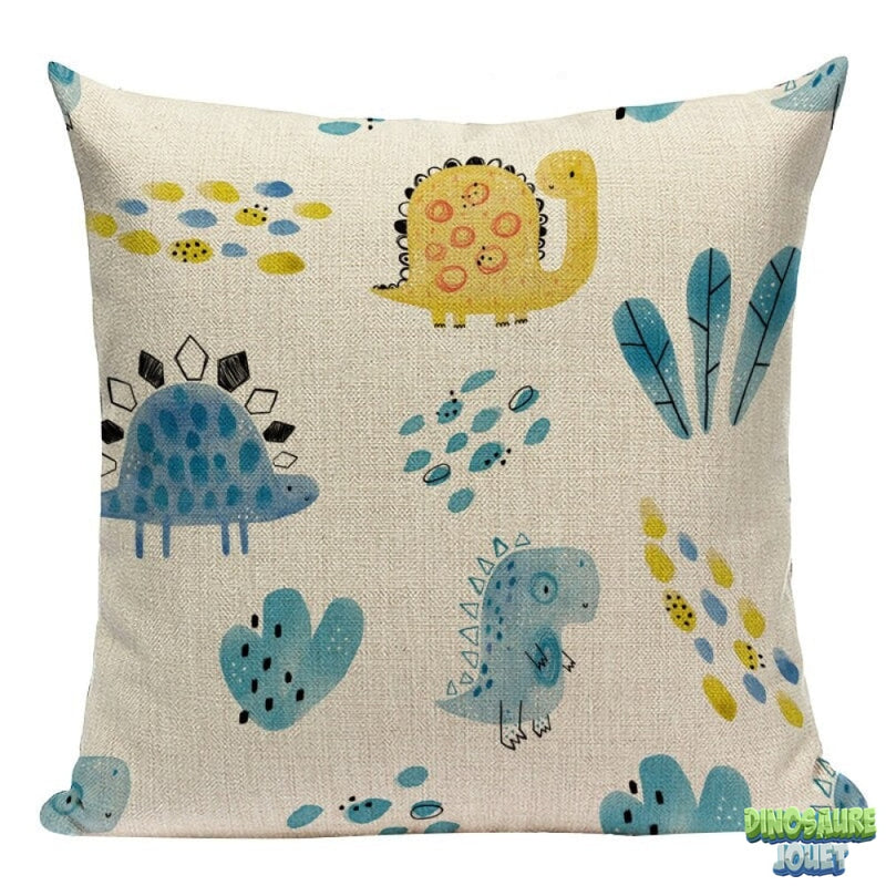 Housse de coussin lin Dinosaure