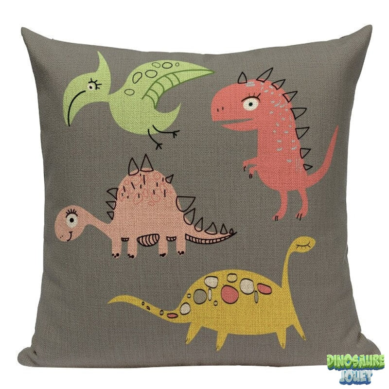 Housse de coussin marron Dinosaure