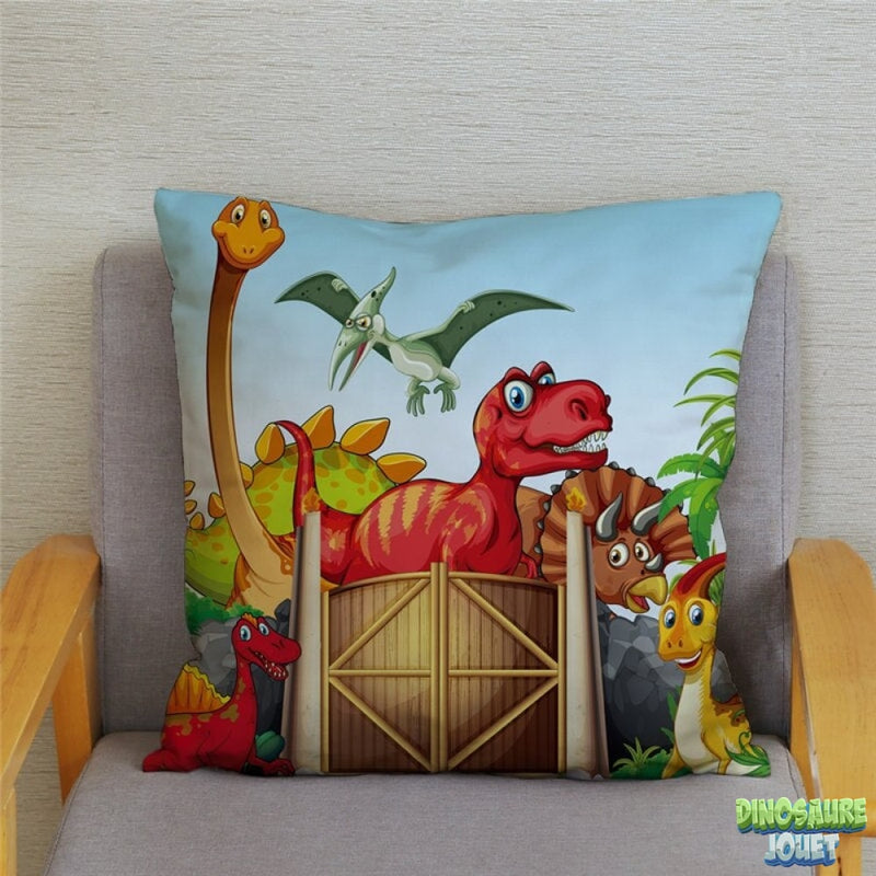 Housse de coussin rigolo Dinosaure