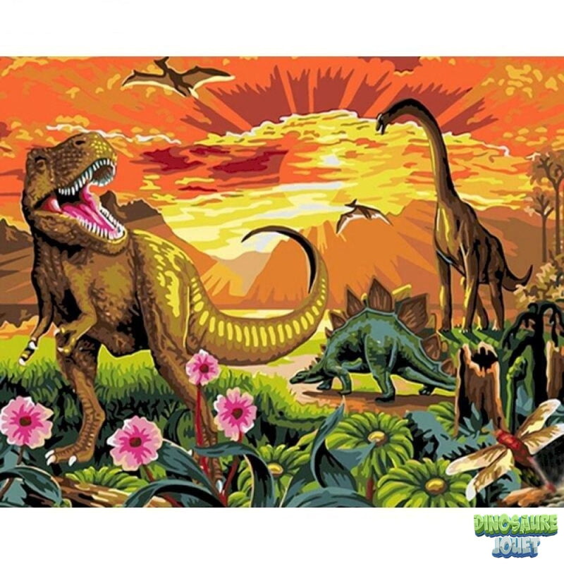 Peinture a numero adultes Dinosaure