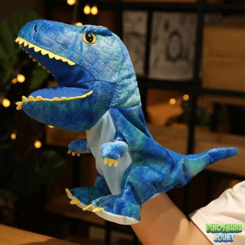 Peluche marionnette Dinosaure: T-rex bleu