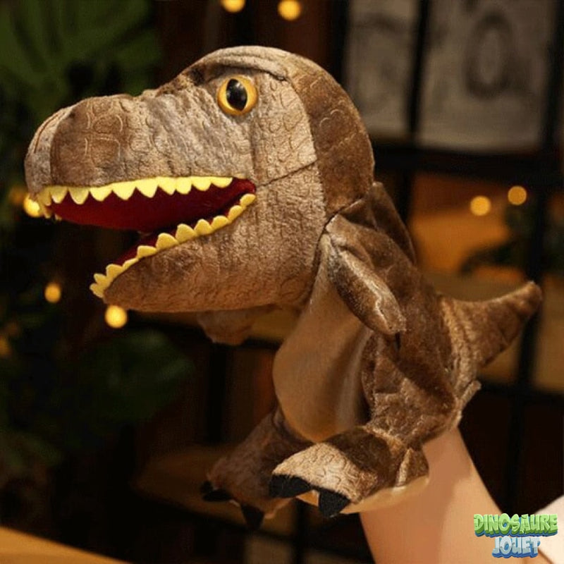 Peluche marionnette Dinosaure: T-rex brun