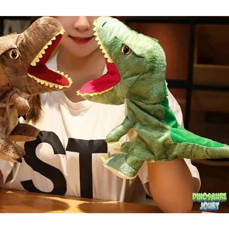 Peluche marionnette Dinosaure: T-rex vert