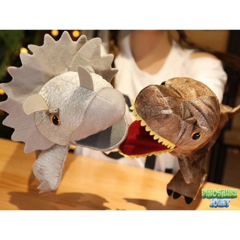 Peluche marionnette Dinosaure: tricératops