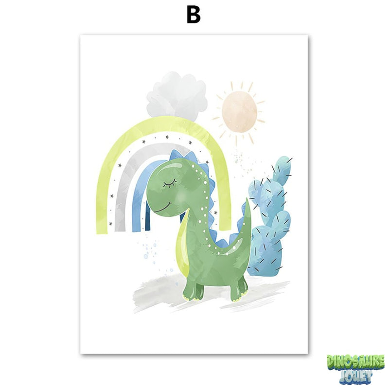 Poster arc en ciel Dinosaure