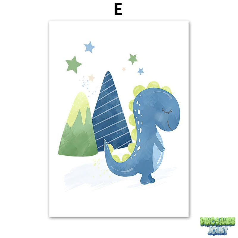 Poster arc en ciel Dinosaure