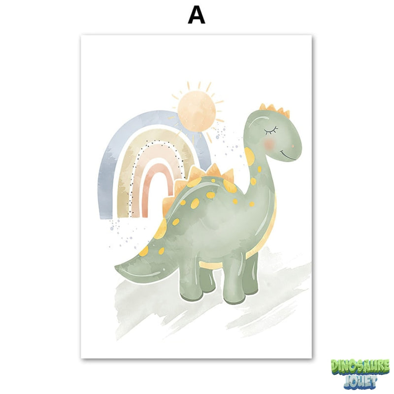 Poster arc en ciel Dinosaure