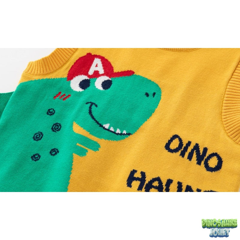 Pull sans manches en tricot Dinosaure