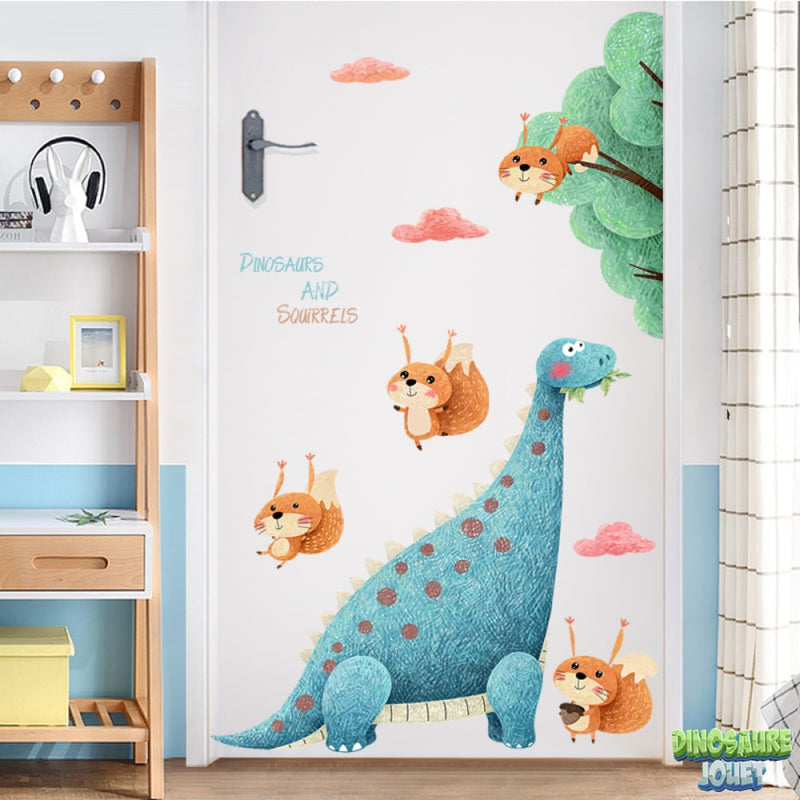 Sticker mural chambre brontosaure