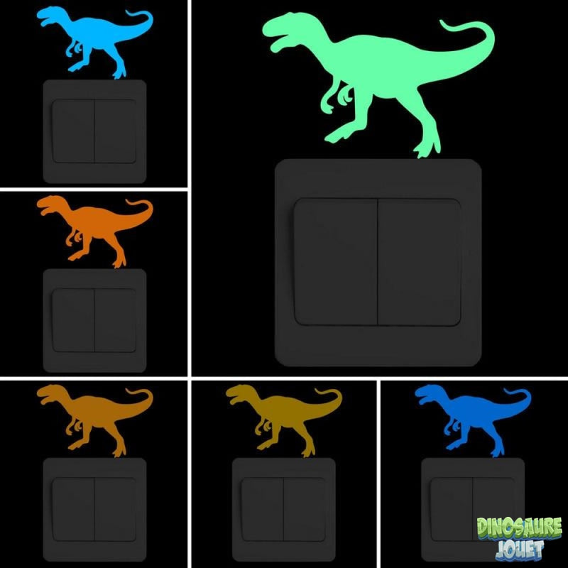 Stickers prises murales T-rex fluorescents