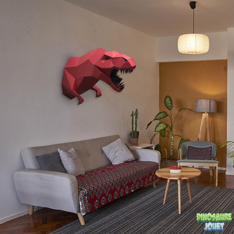 T-rex origami mural