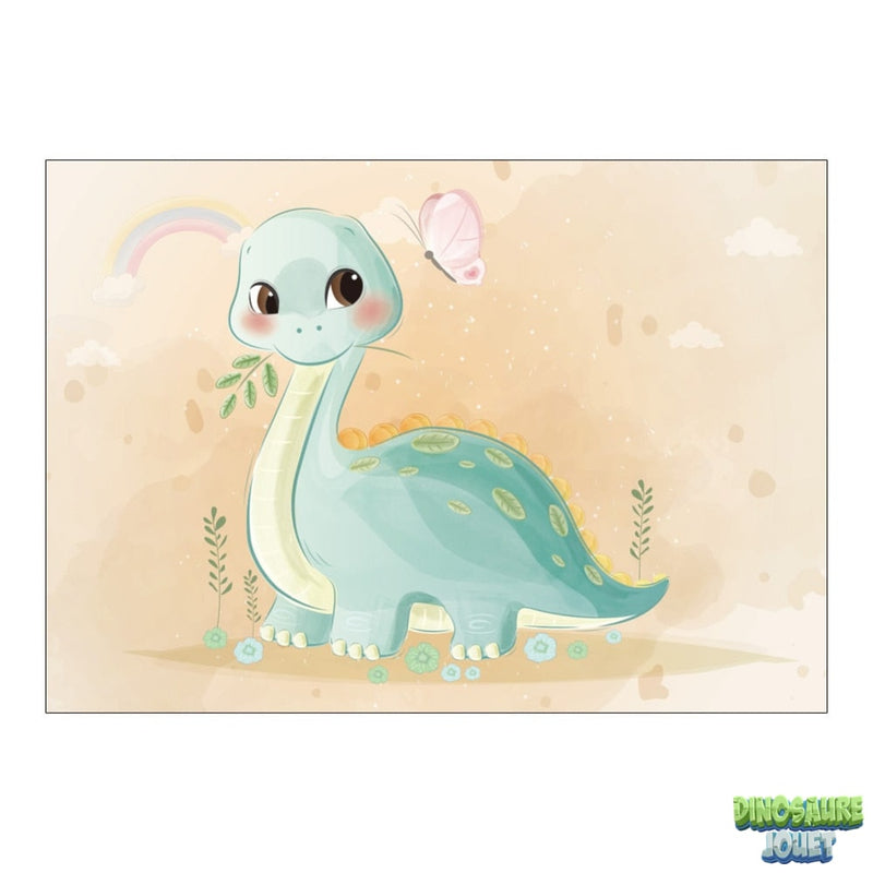 Tapis beige et bleu Dinosaure