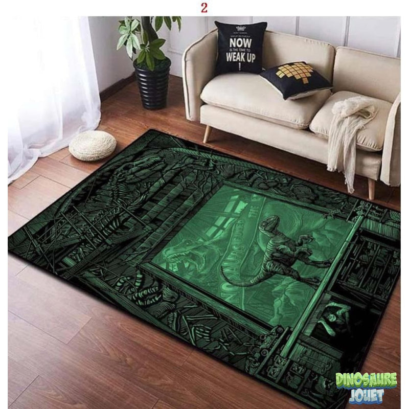 Tapis dinosaure vert et noir