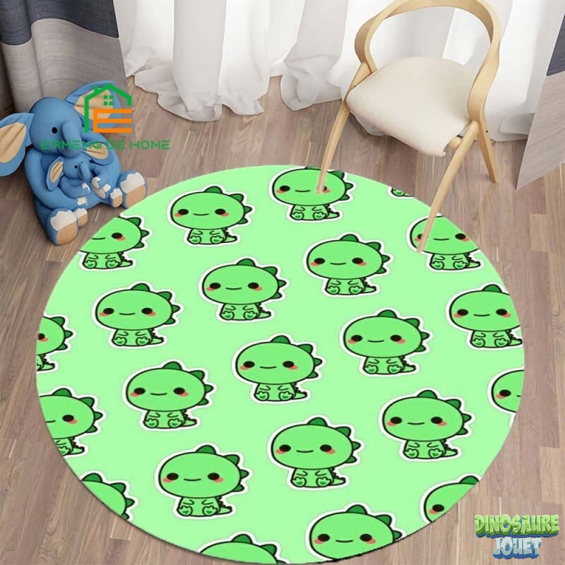 Tapis rond Dinosaure vert