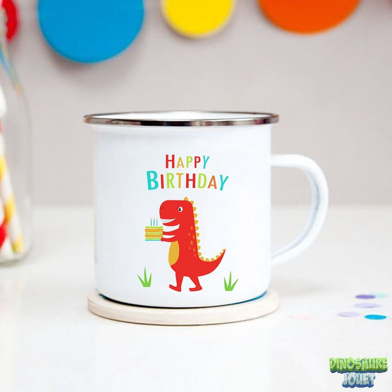 Tasse émaillée anniversaire Dinosaure