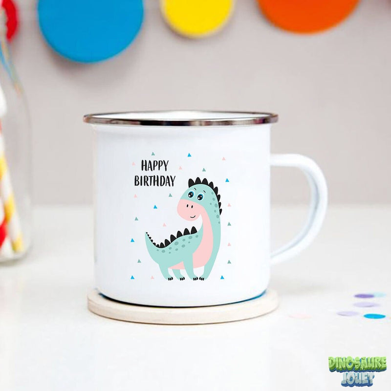 Tasse émaillée anniversaire Dinosaure