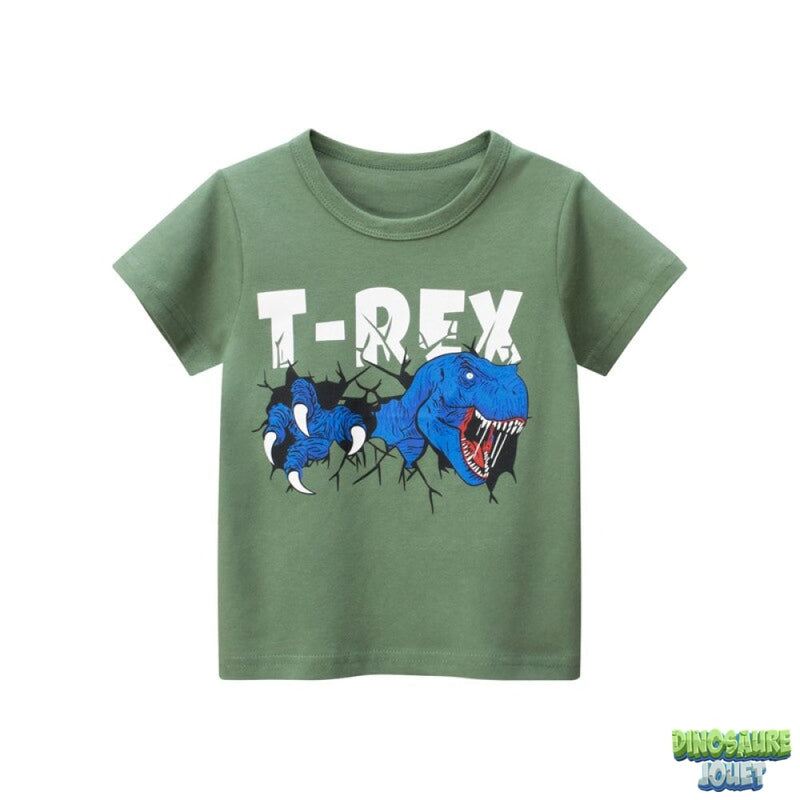 Tee shirt kaki Dinosaure