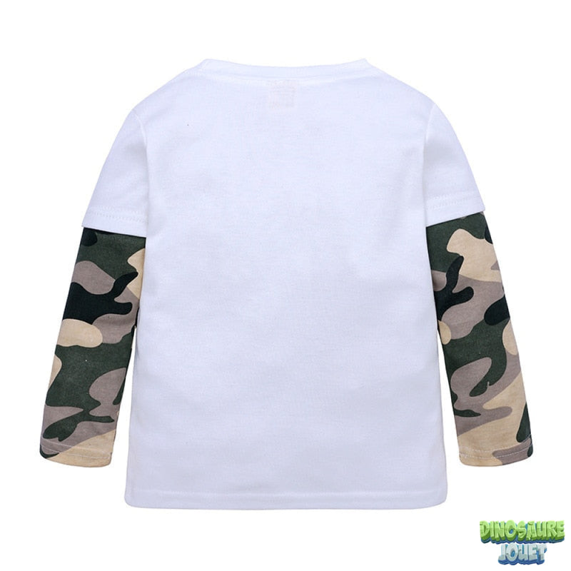 Tee shirt manche longue Dinosaure camouflage