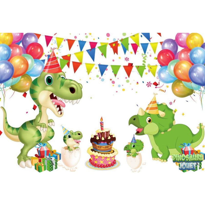 Tenture murale anniversaire Dinosaure gâteau