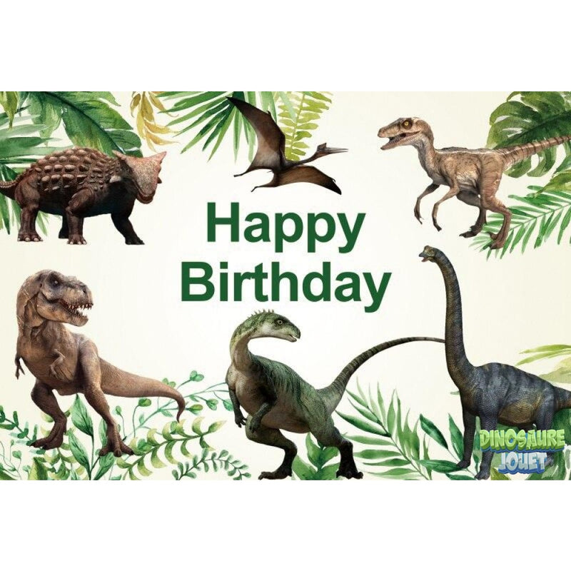 Tenture murale anniversaire Dinosaure jungle